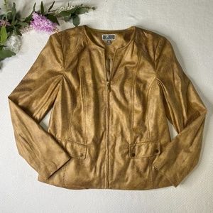 JM Collection Faux Leather Jacket Size 10P Snake print texture